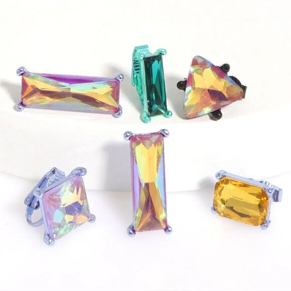 New ZARA night out irradescent ab pierced stud earrings faux cartilage clipset - Picture 5 of 10